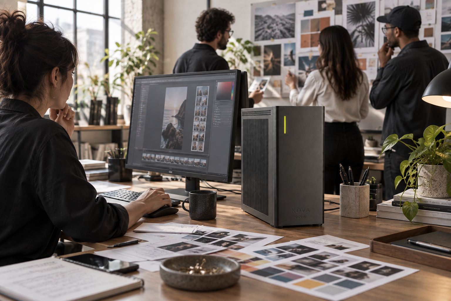 KOVA private AI box in a advertising & marketing workplace