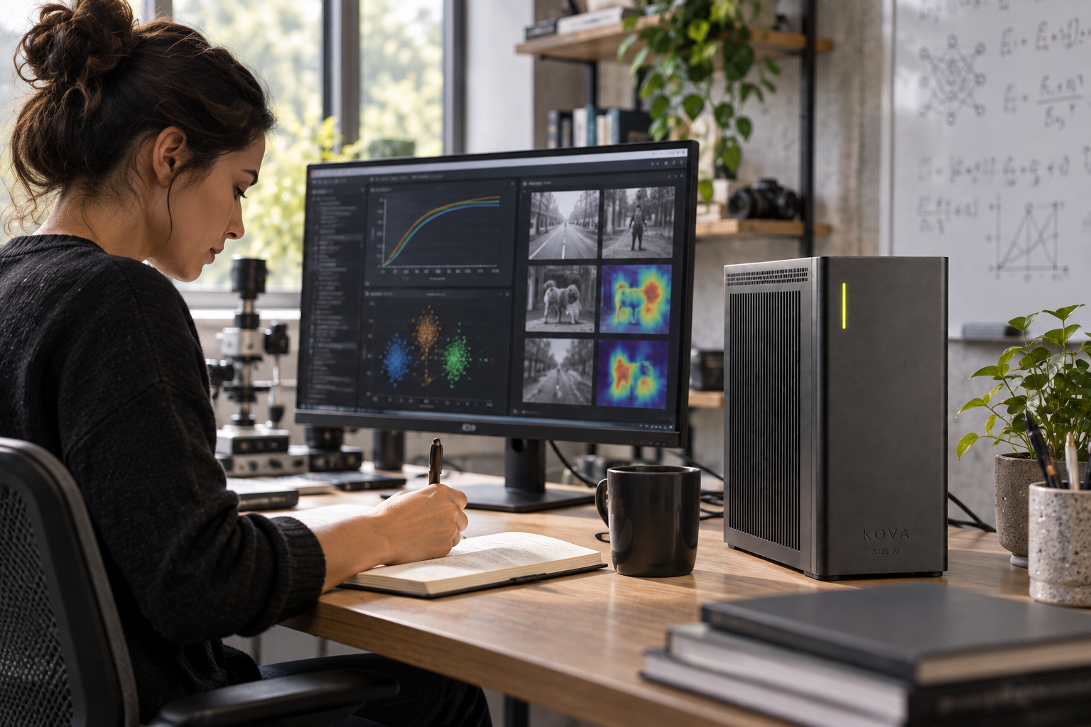 KOVA private AI box in a artificial intelligence & machine learning workplace