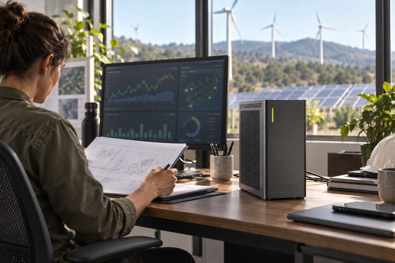 KOVA private AI box in a energy workplace