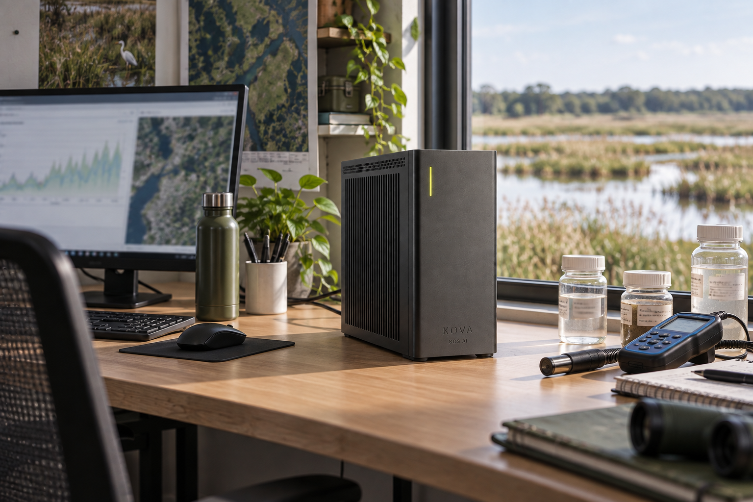KOVA private AI box in a environmental services workplace