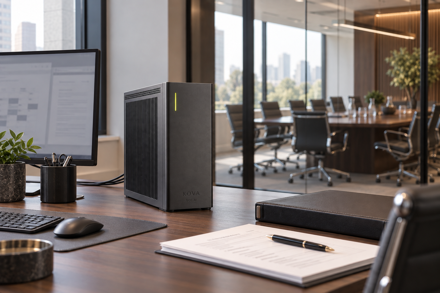 KOVA private AI box in a executive & corporate governance workplace