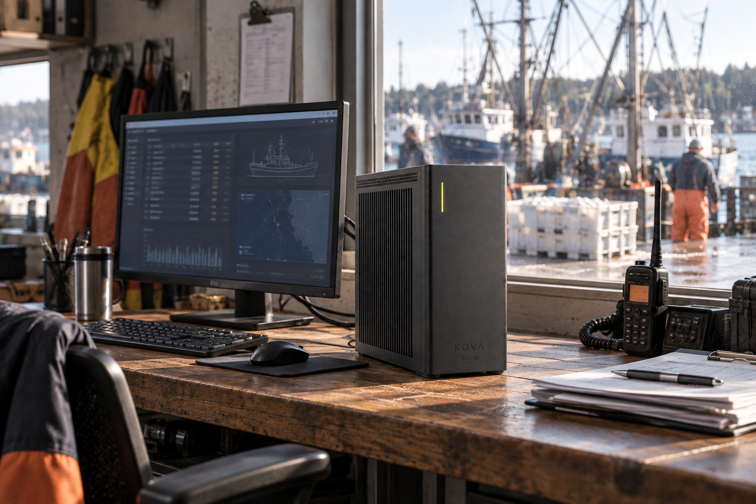KOVA private AI box in a fisheries workplace