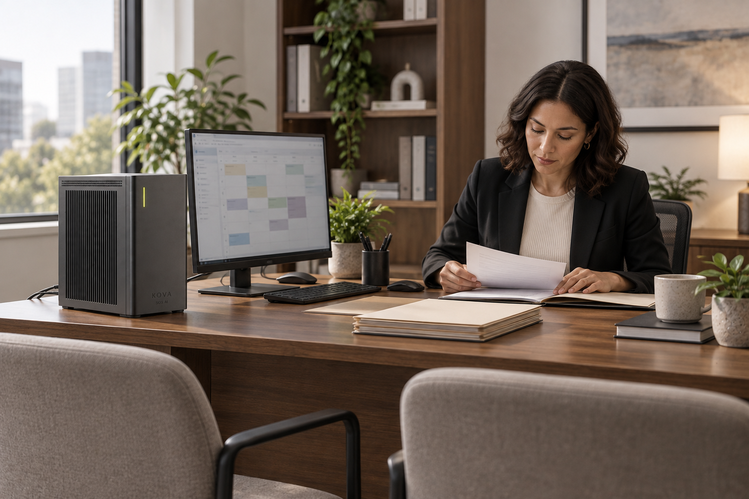 KOVA private AI box in a immigration & citizenship services workplace