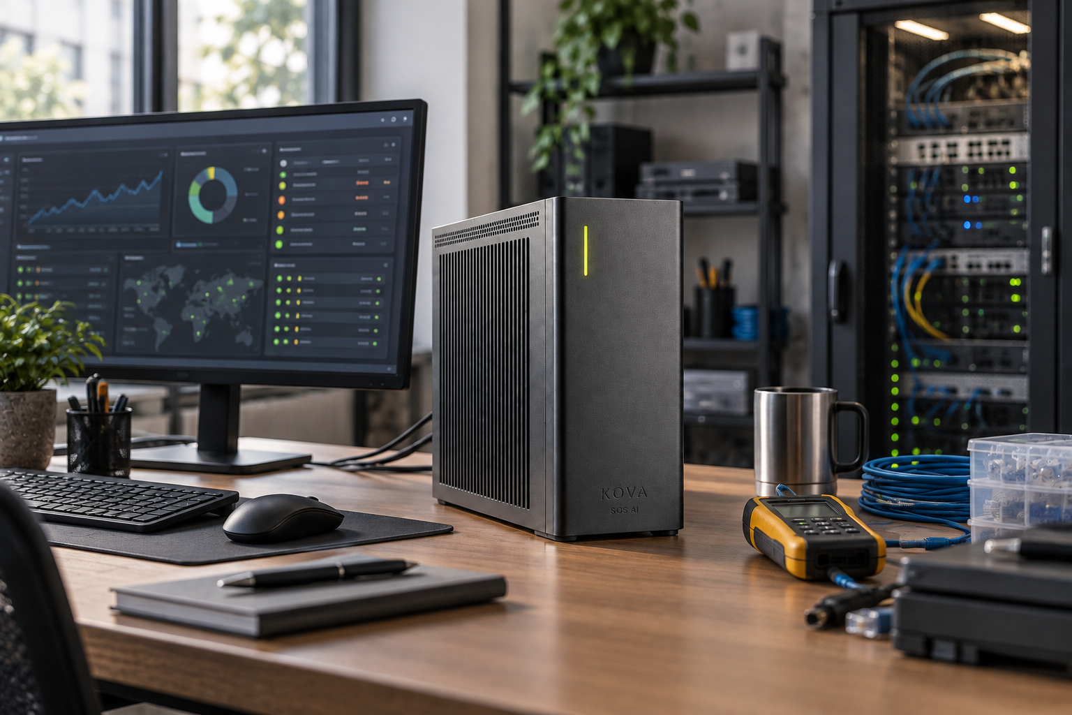 KOVA private AI box in a information technology workplace