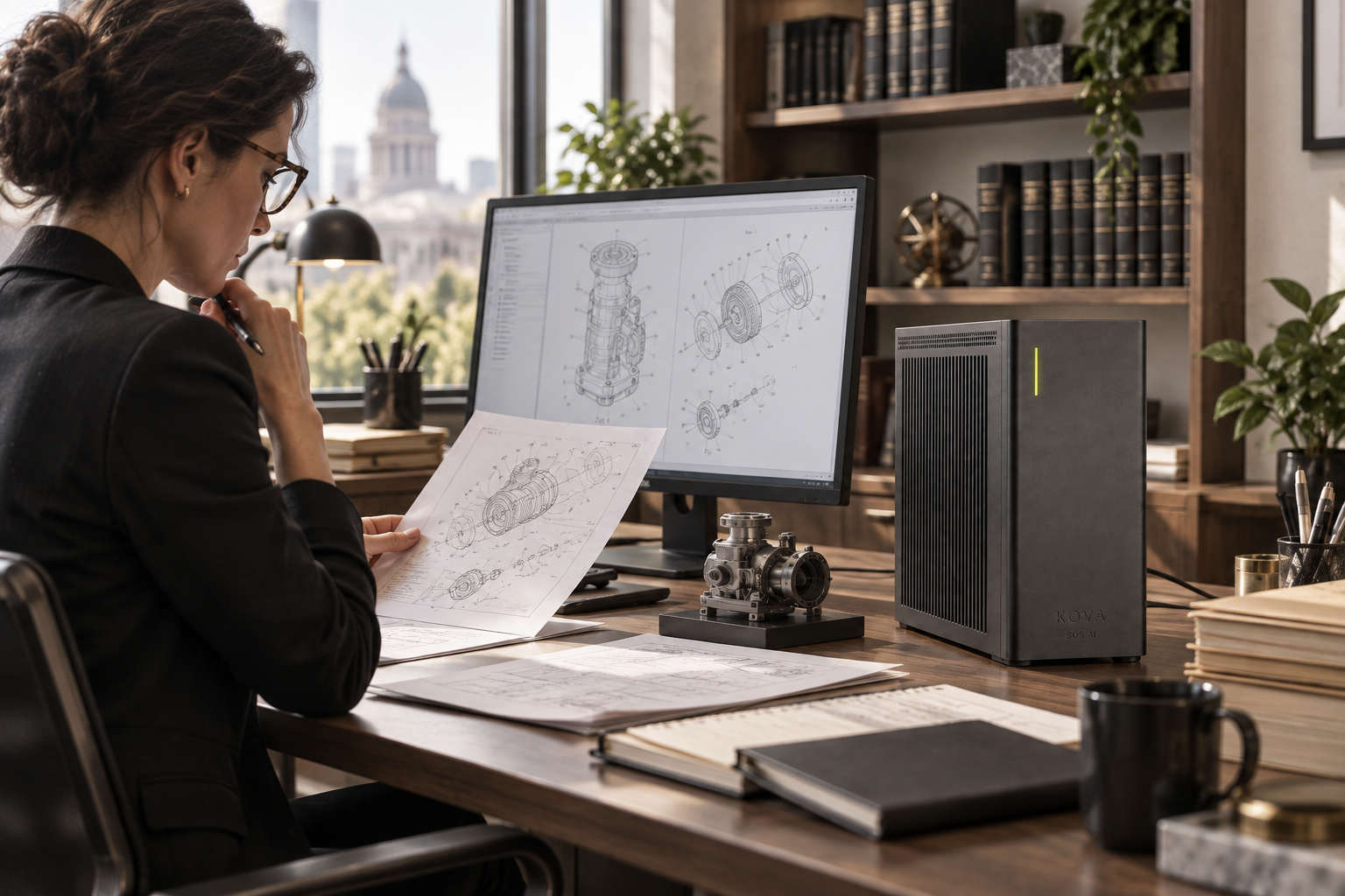 KOVA private AI box in a intellectual property & patent services workplace