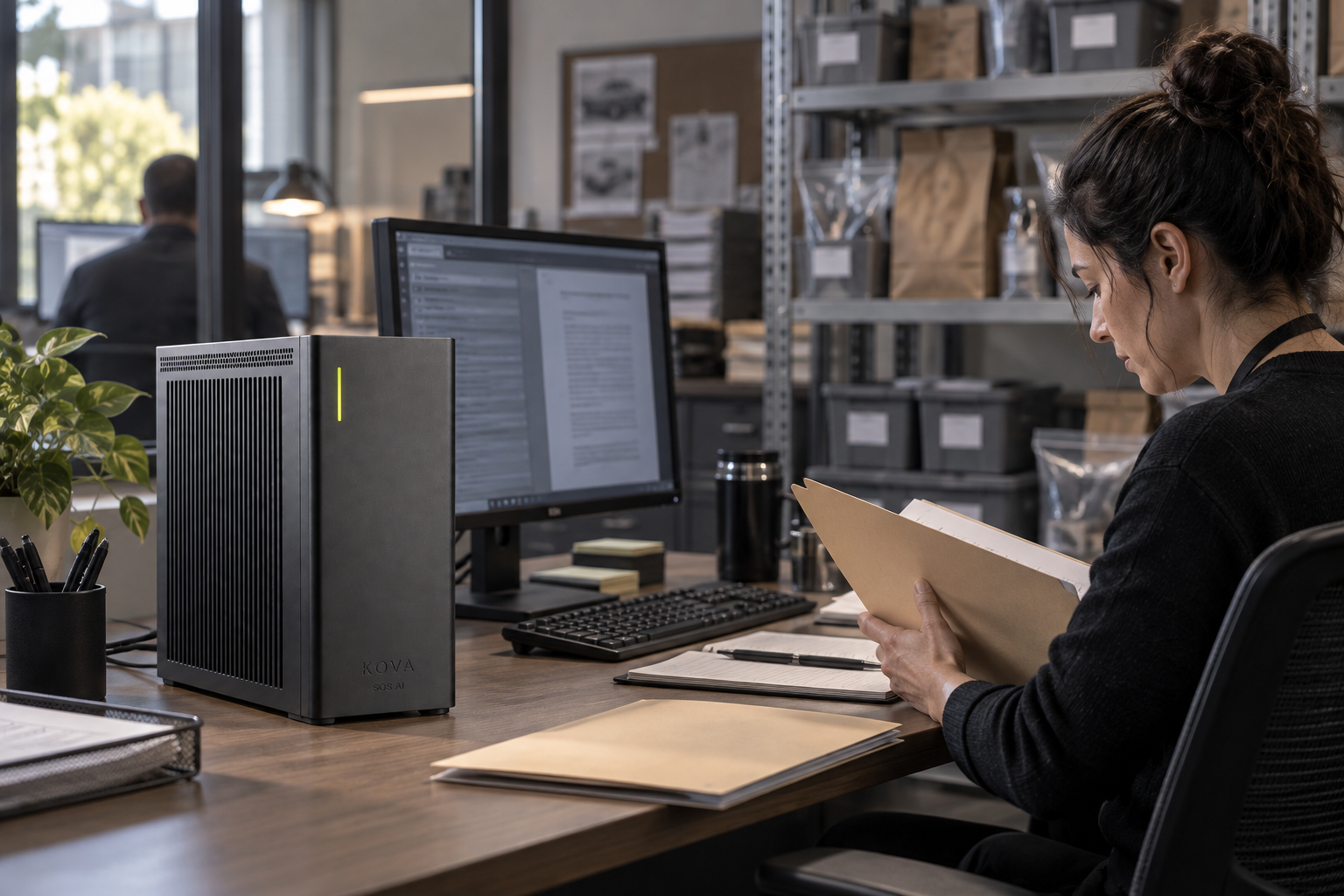 KOVA private AI box in a law enforcement workplace