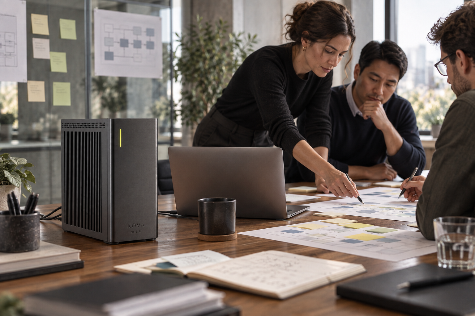KOVA private AI box in a management consulting workplace