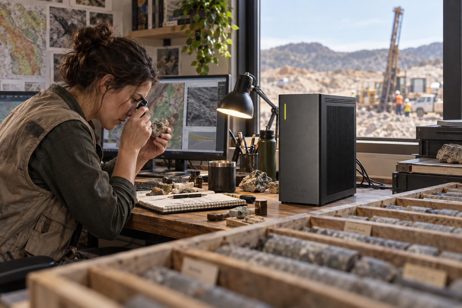 KOVA private AI box in a mining & natural resources workplace