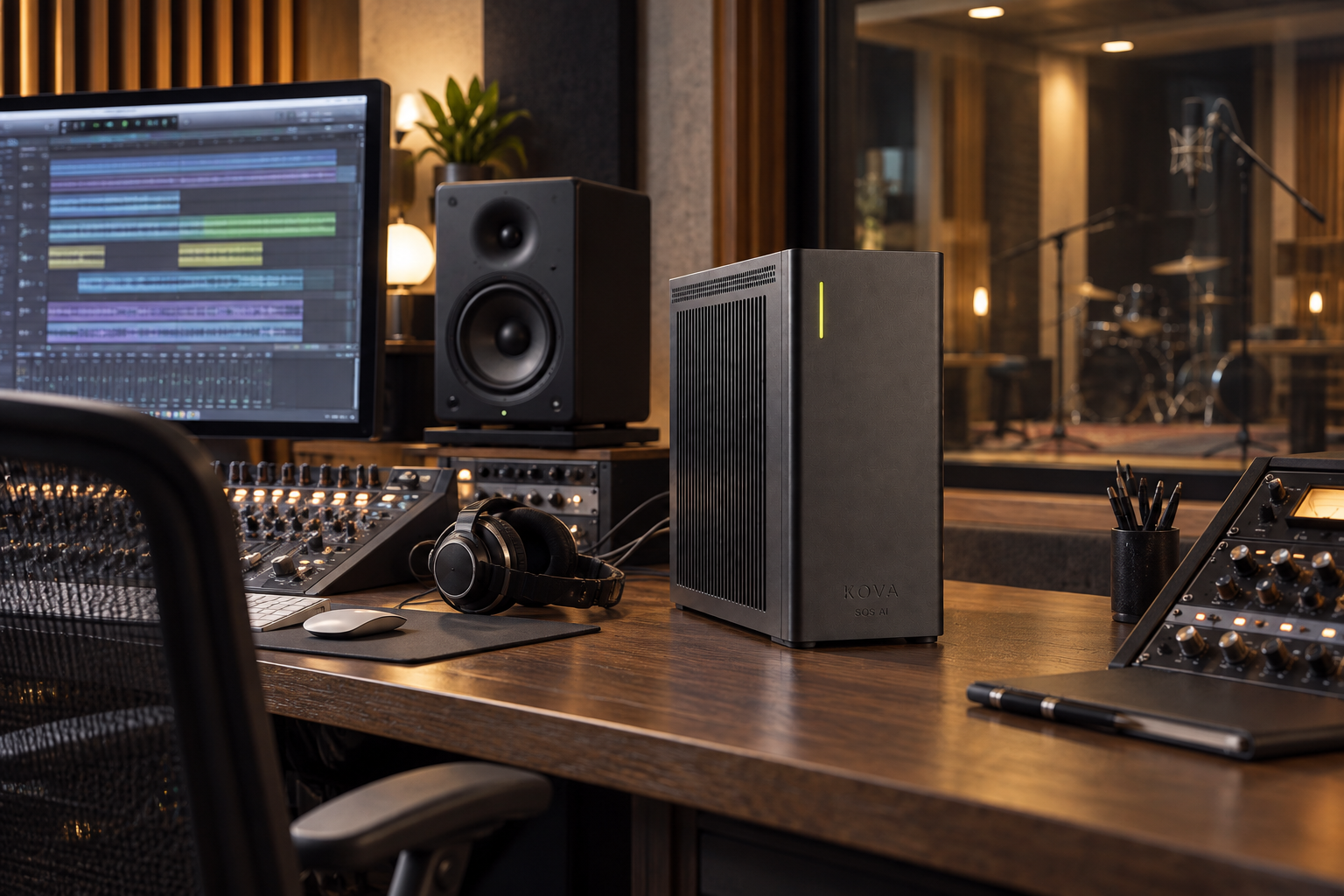 KOVA private AI box in a music & entertainment workplace