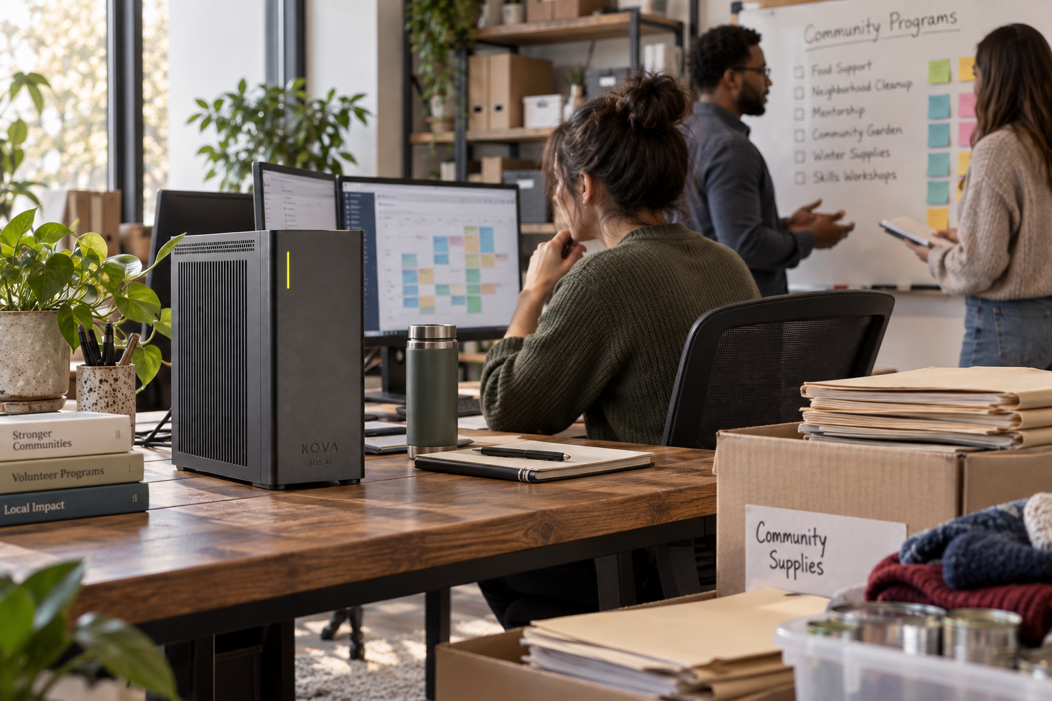 KOVA private AI box in a ngos & nonprofits workplace