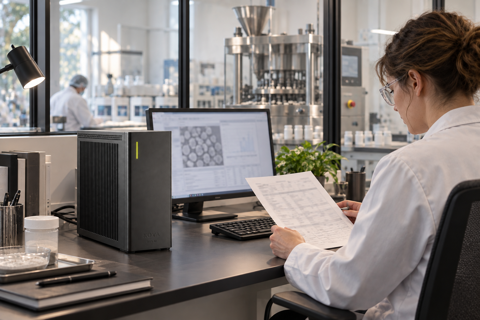 KOVA private AI box in a pharmaceuticals workplace