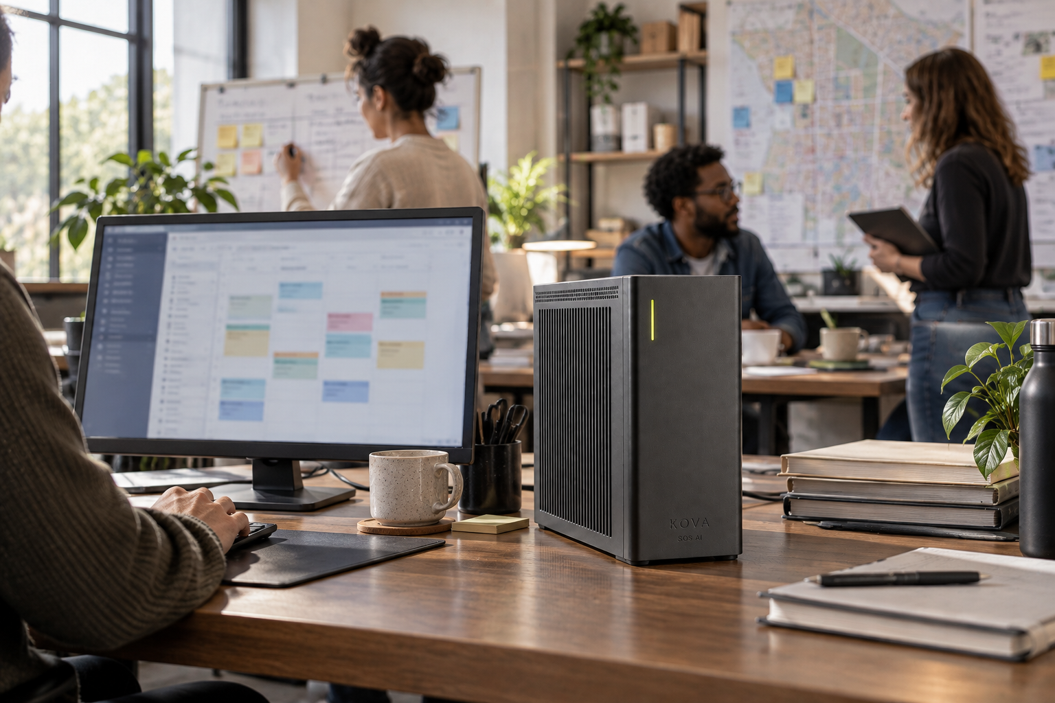 KOVA private AI box in a political organizations & campaigns workplace
