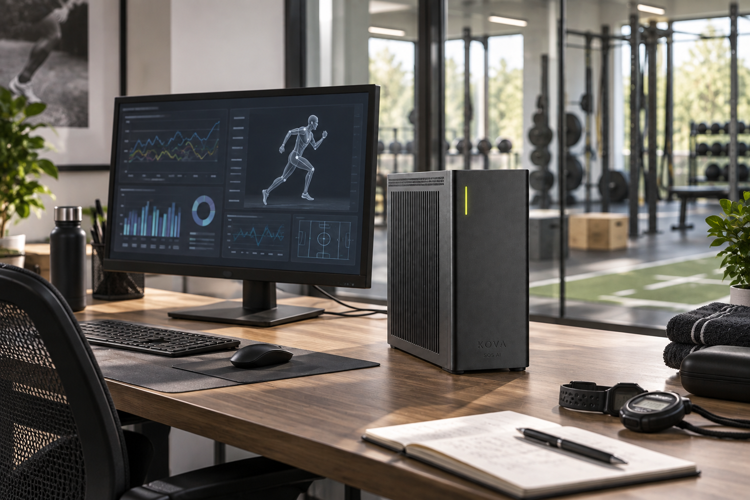 KOVA private AI box in a sports & professional athletics workplace