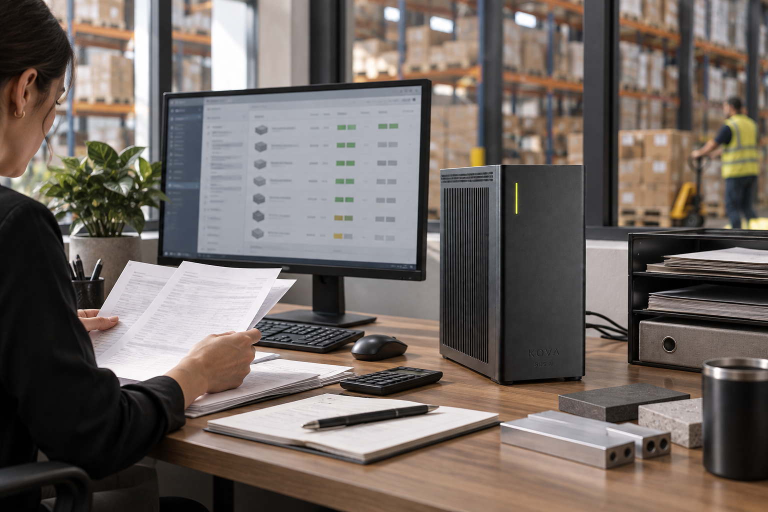 KOVA private AI box in a supply chain & procurement workplace