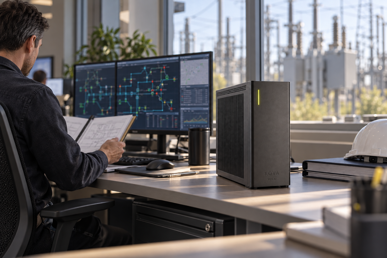 KOVA private AI box in a utilities workplace