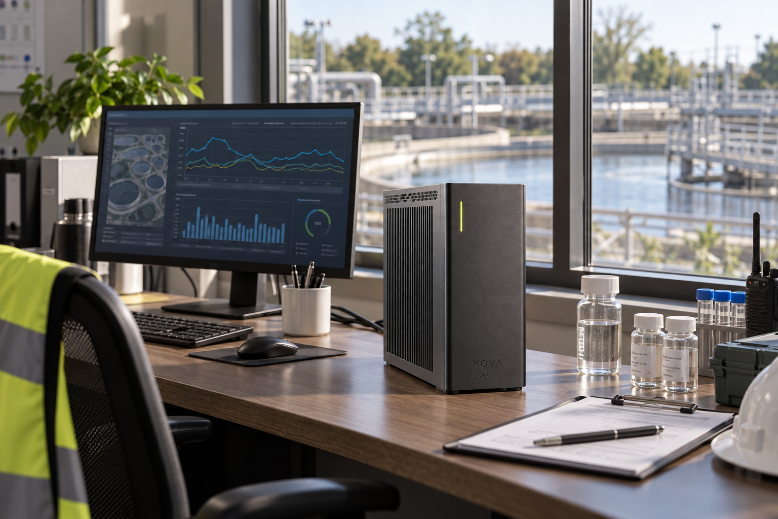 KOVA private AI box in a waste & water management workplace